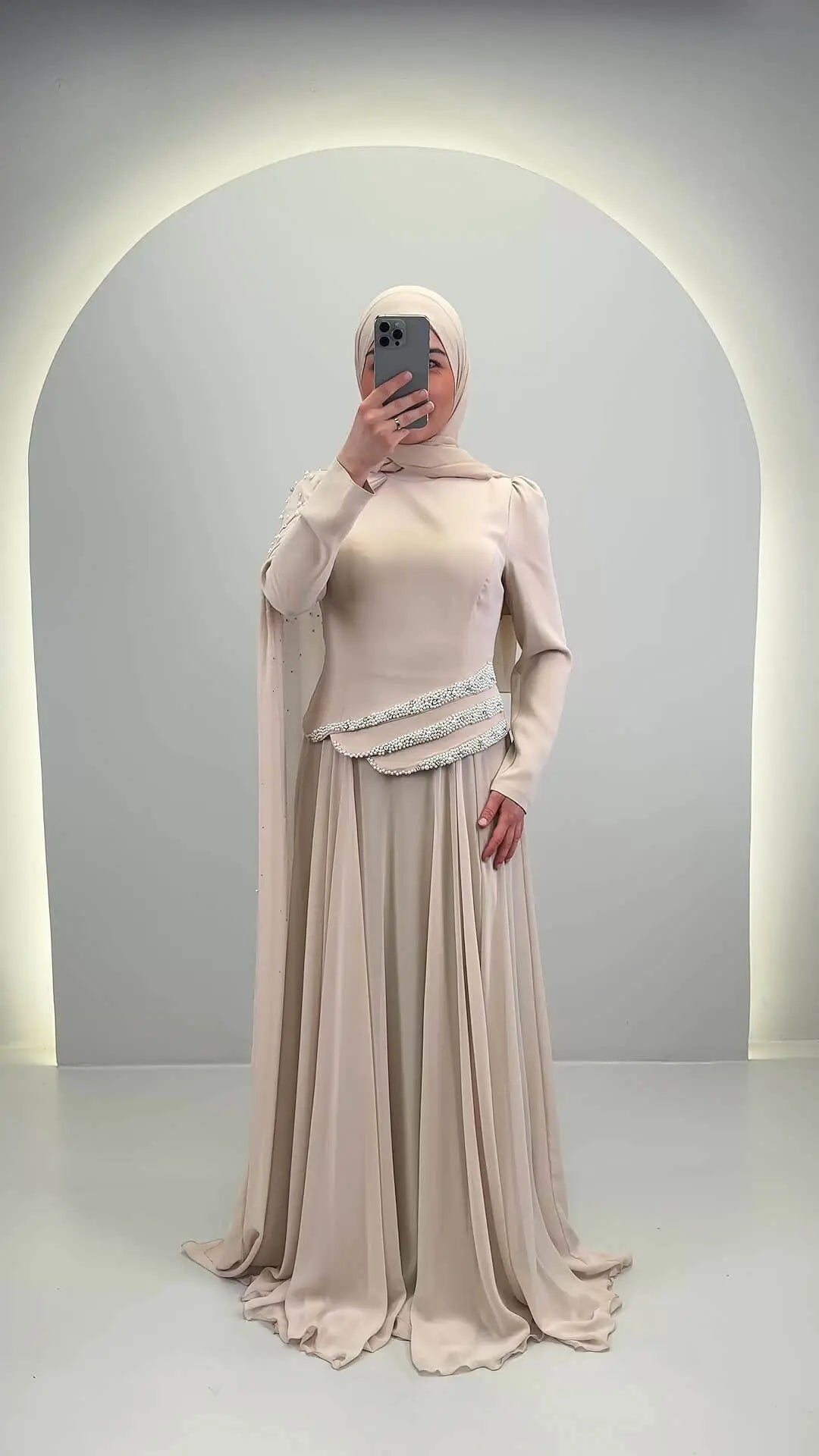 Vestido de noche Seyla Beige