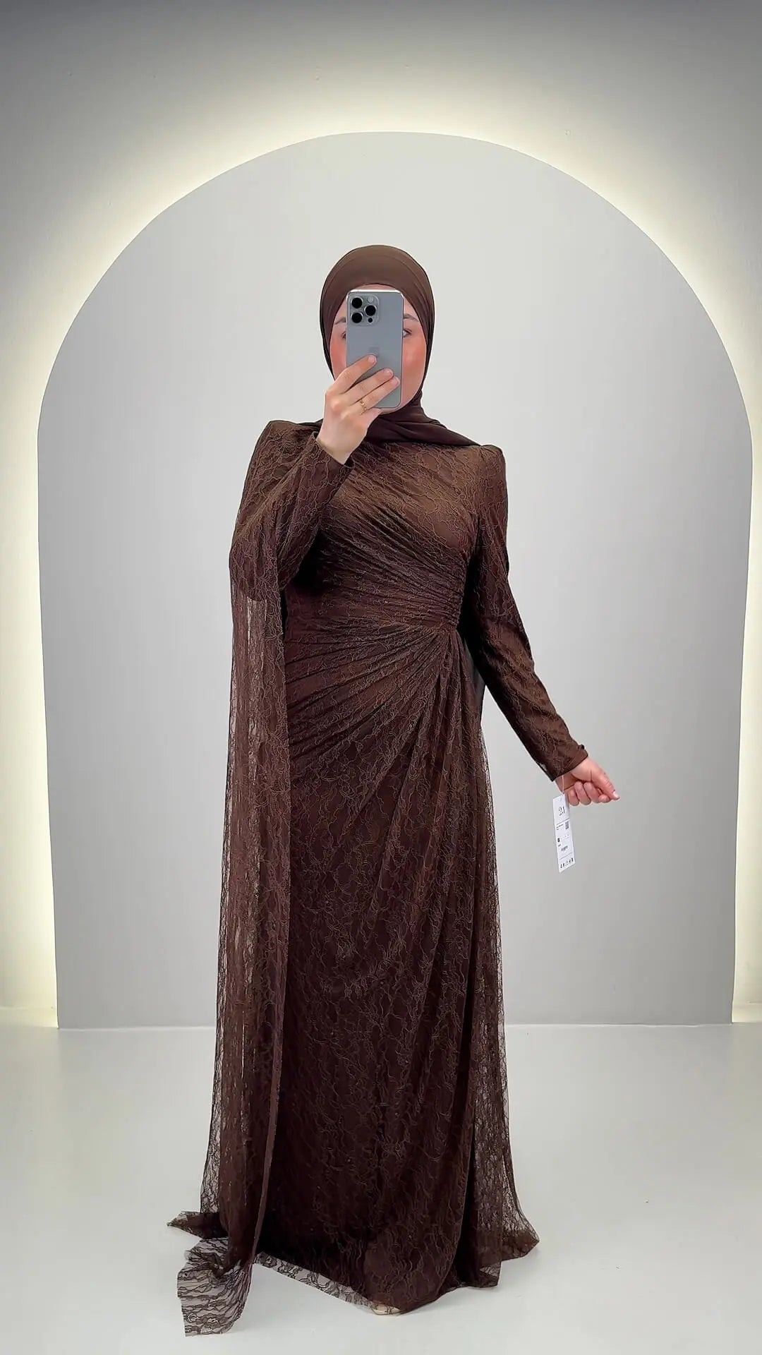 Vestido de noche Mireya Marrón