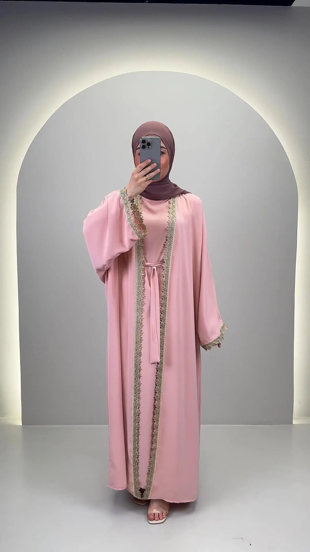Conjunto Abaya Lima Rosa
