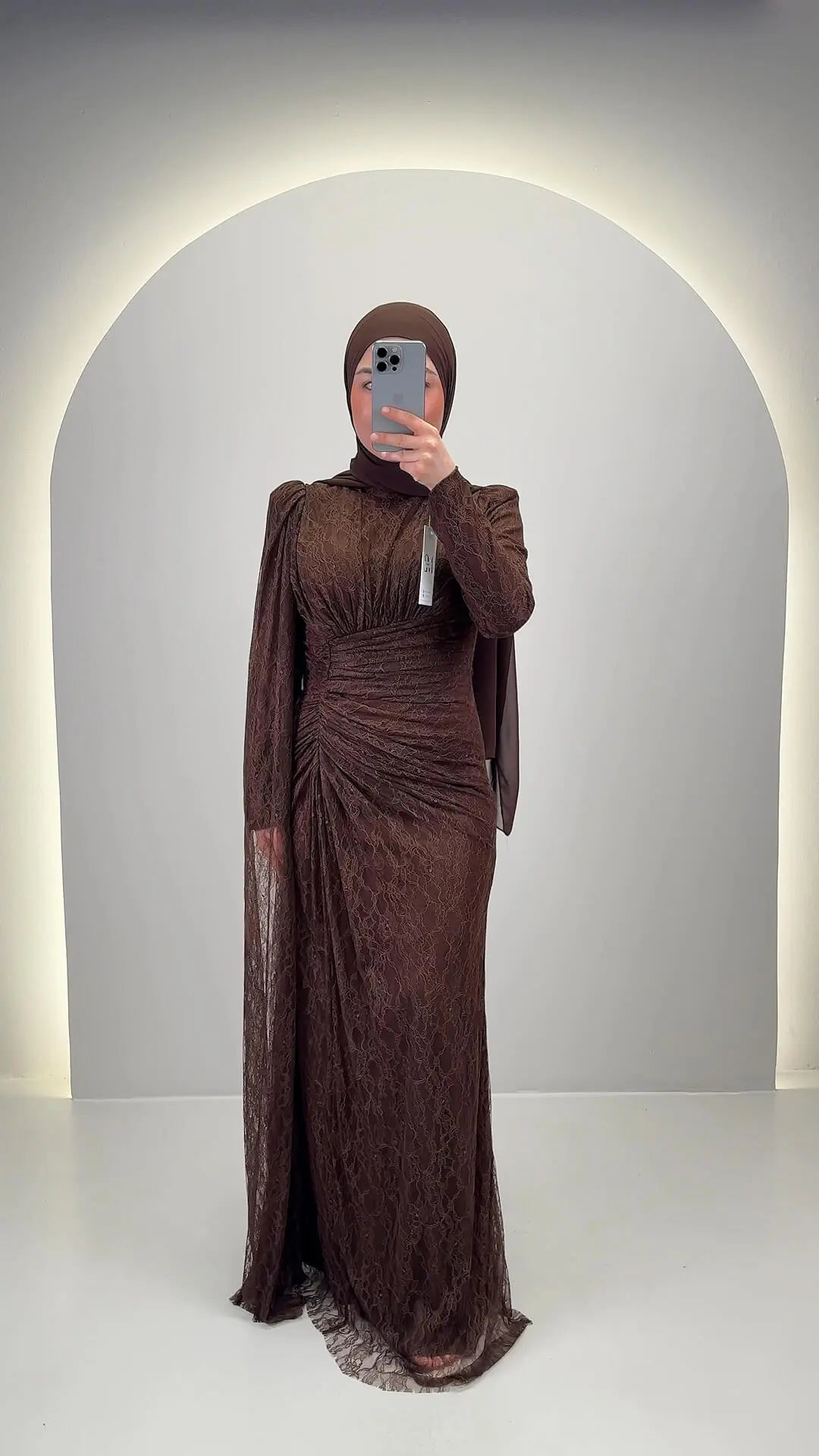 Vestido de noche Asell marrón