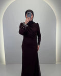 Rozan vestido de noche marrón 01