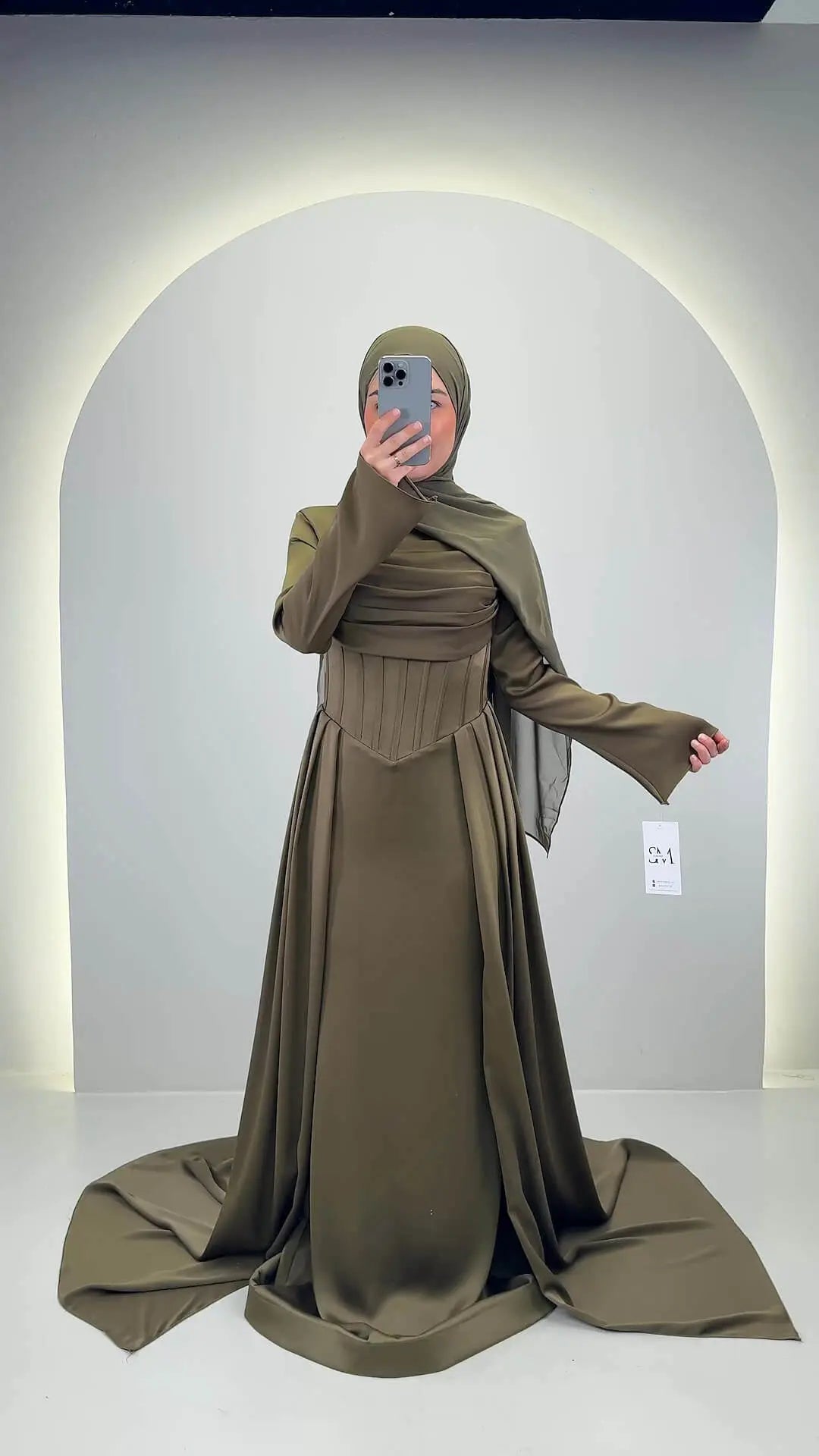 Uray Evening dress Khaki with Hijab