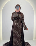Vestido de noche Azmia marrón con Hijab