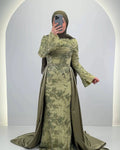 Vestido de noche Azmia verde con Hijab
