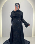 Vestido de noche Azmia negro con Hijab