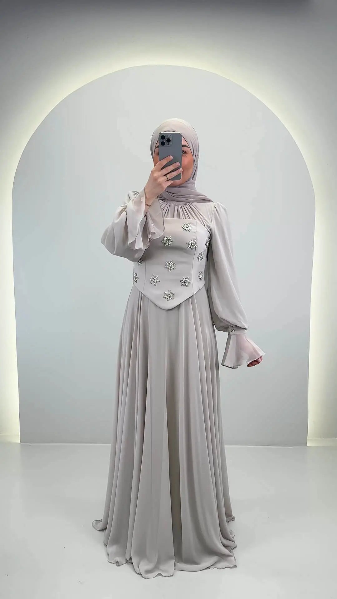 Vestido de noche Tisla Beige