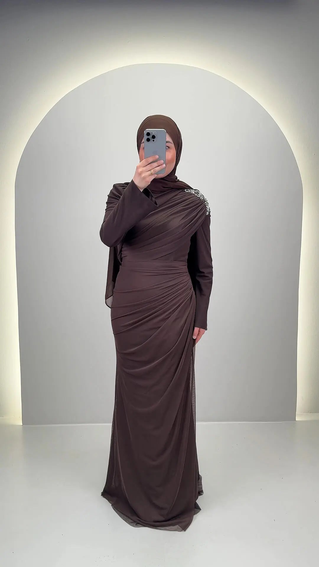 Vestido de noche Tuyana Marrón