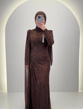 Vestido de noche Asell marrón