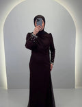 Rozan vestido de noche marrón 01