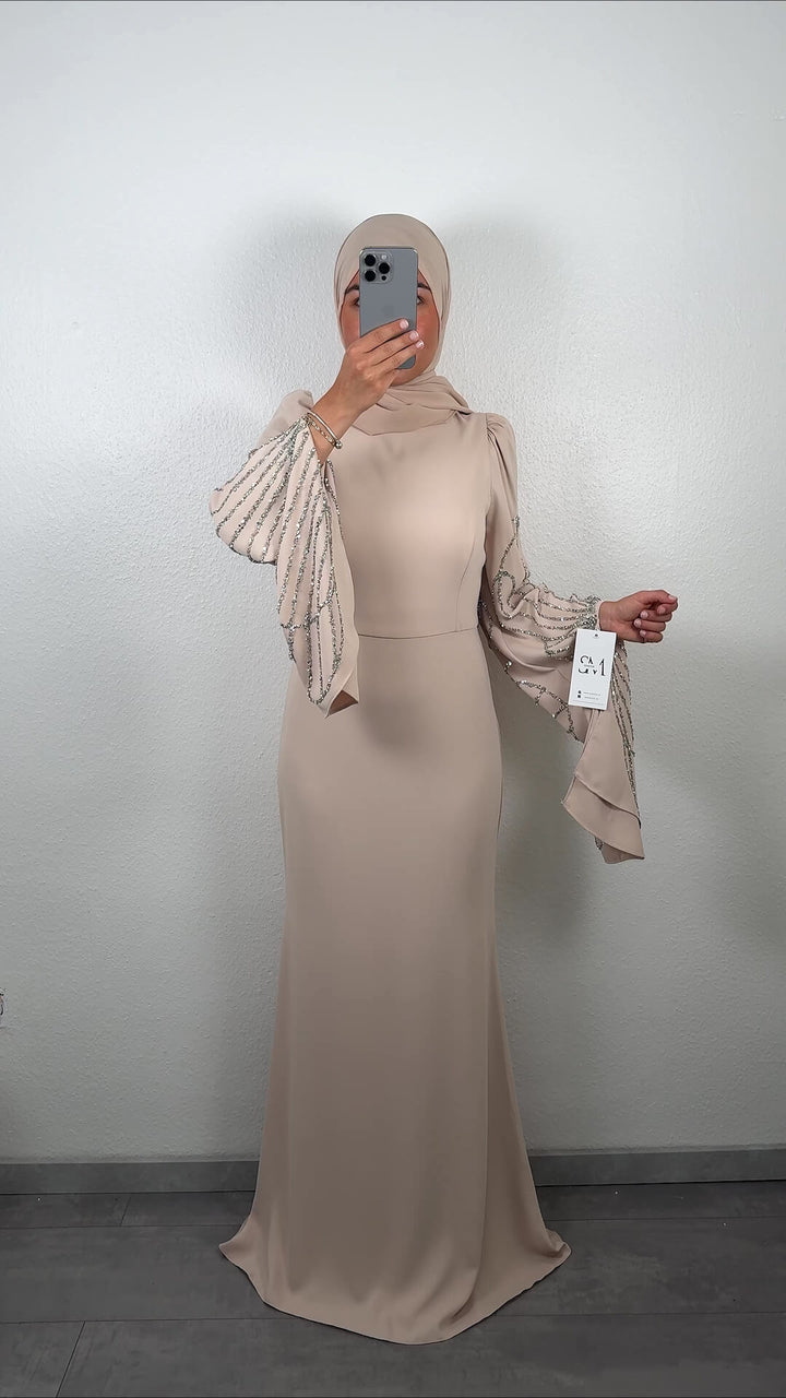 Robe de soirée Alev beige