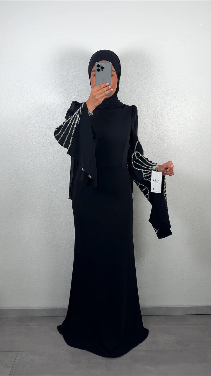 <tc>vestido de noche alev negro</tc>