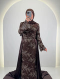 Vestido de noche Azmia marrón con Hijab