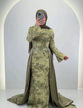 Vestido de noche Azmia verde con Hijab