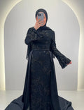 Vestido de noche Azmia negro con Hijab