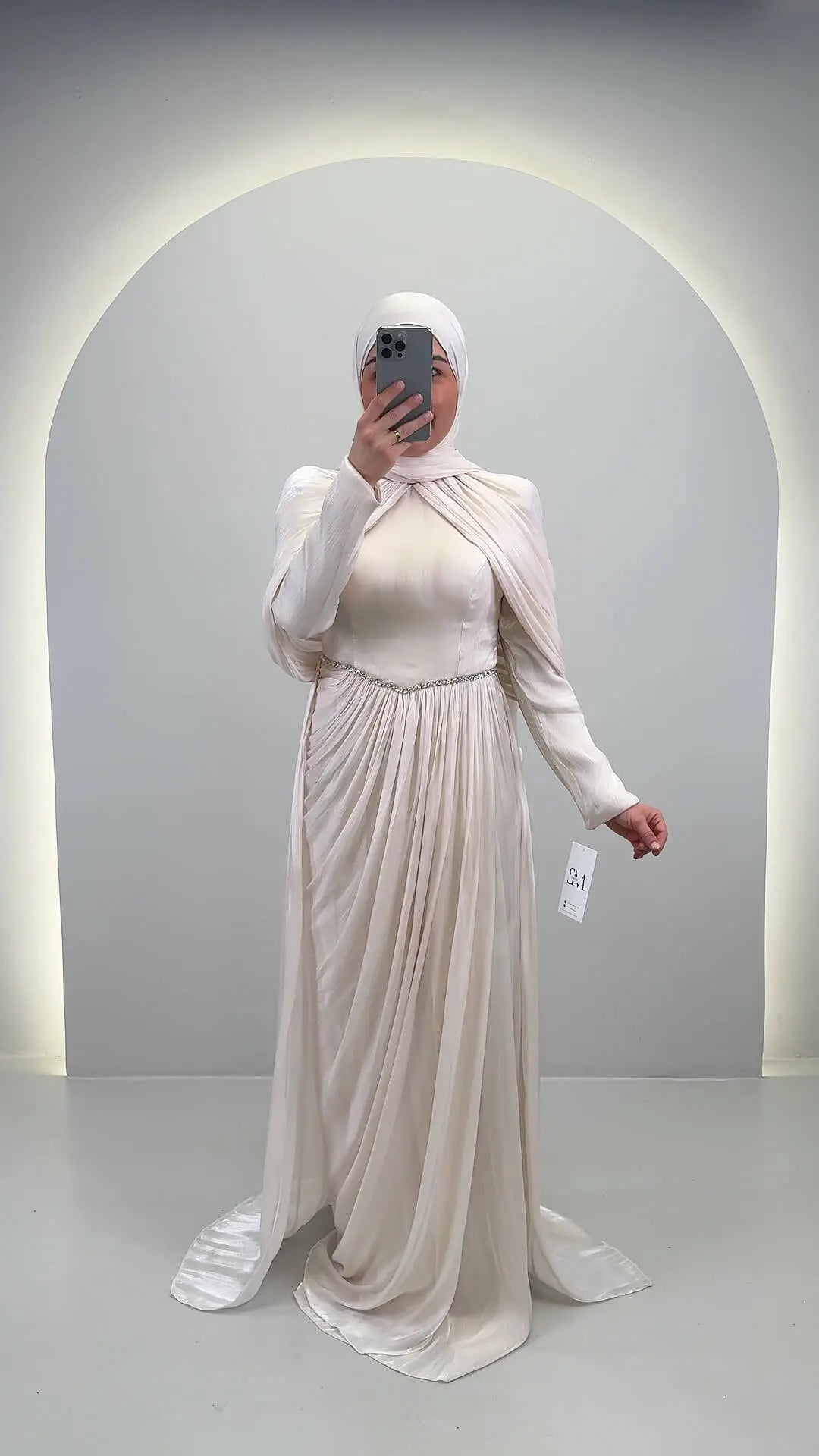 Vestido de noche Nefa Beige