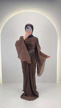 Perria Vestido de Noche Marrón