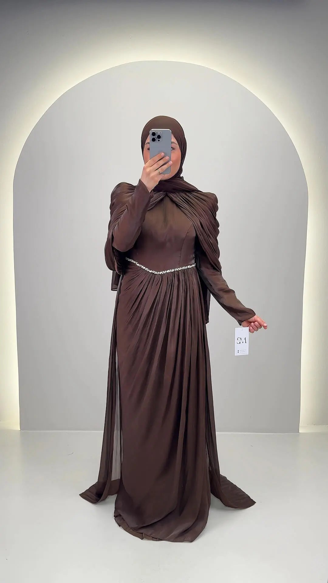 Vestido de noche Nefa marrón