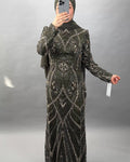 Vestido de noche Huda caqui