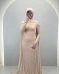 Liora Evening dress Beige with Hijab