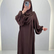 Conjunto Misa Abaya con Khimar Marrón