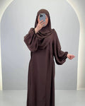 Conjunto Abaya Misa con Khimar Marrón