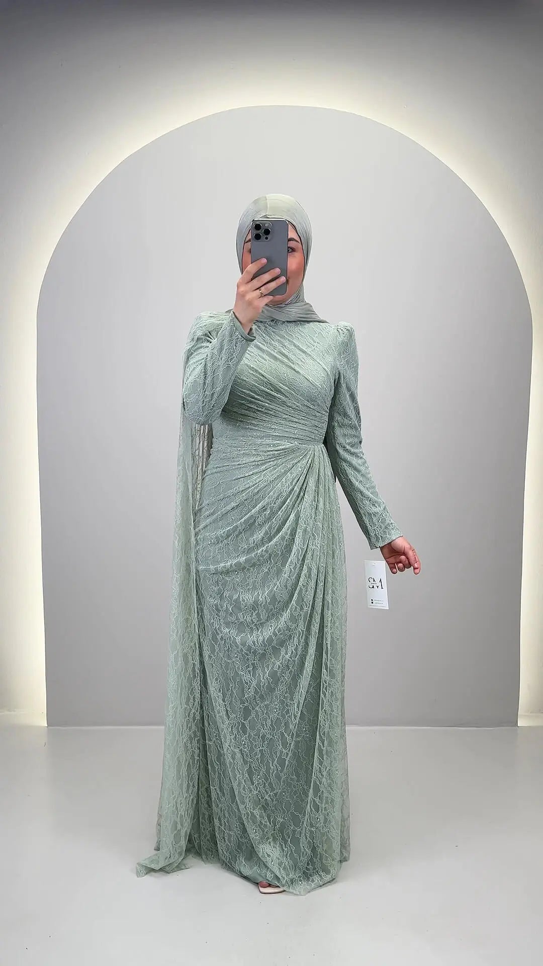 Vestido de noche Mireya menta