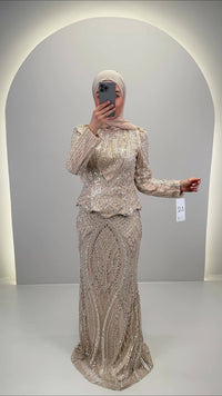 Vestido de noche Miyasa Beige