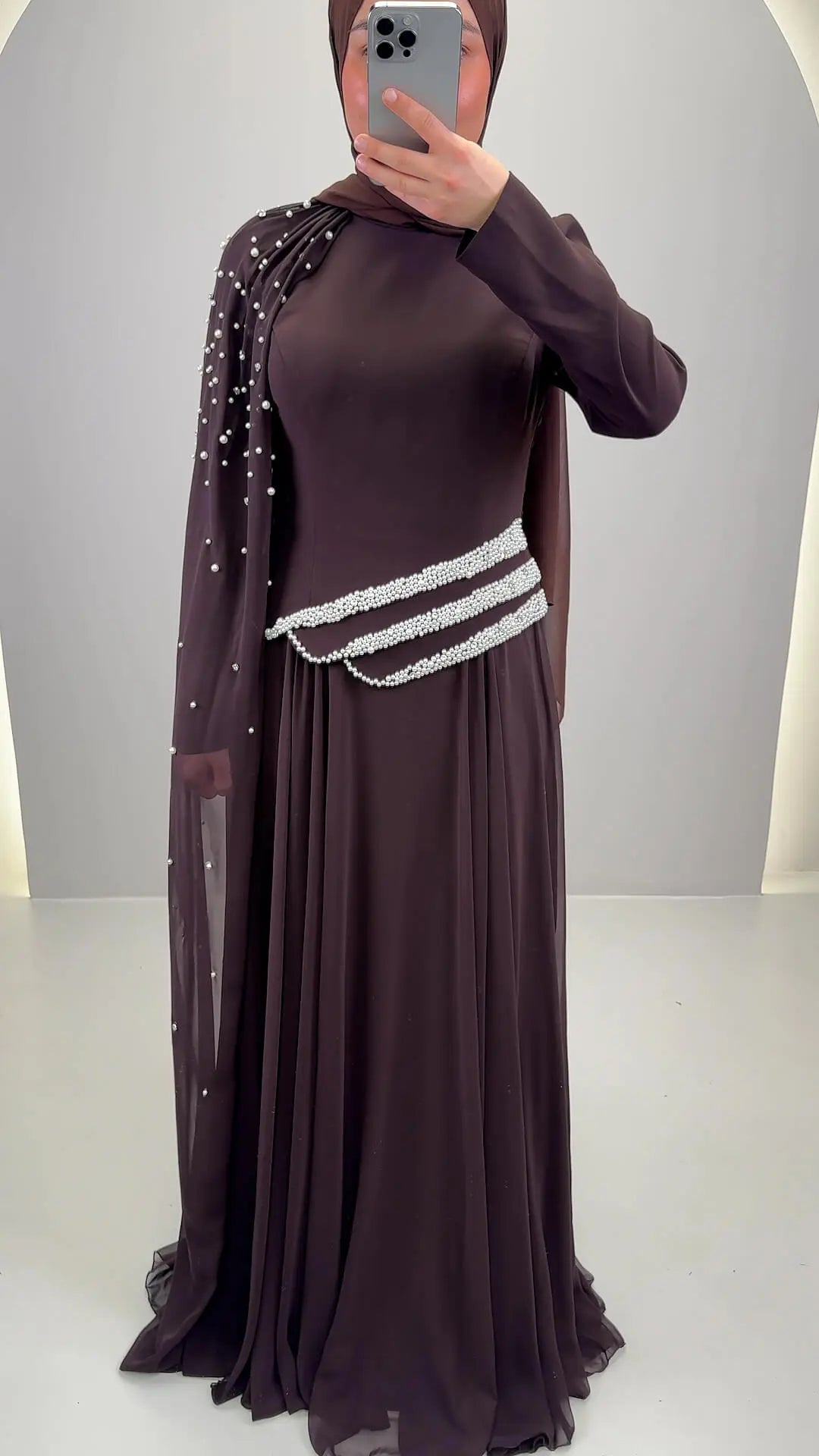 Vestido de noche Seyla Marrón