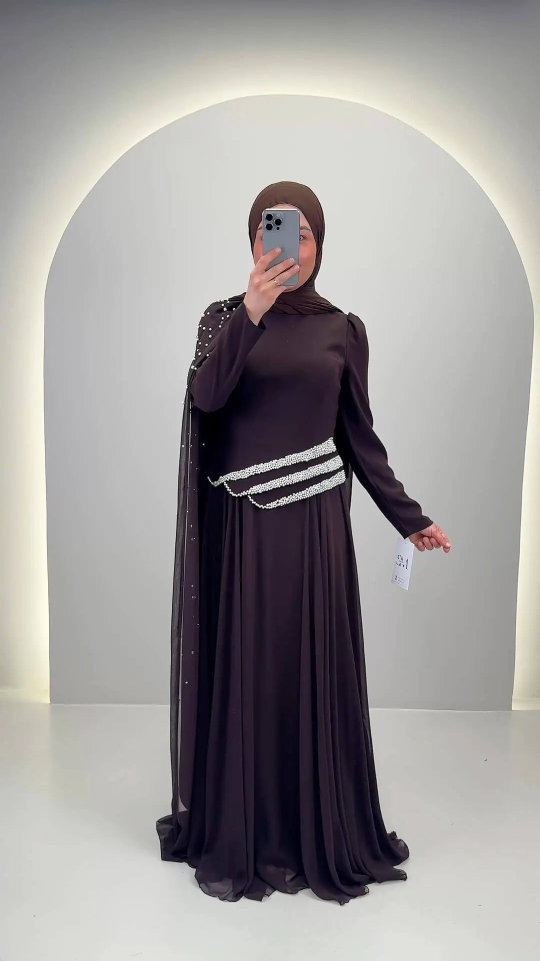 Vestido de noche Seyla Marrón
