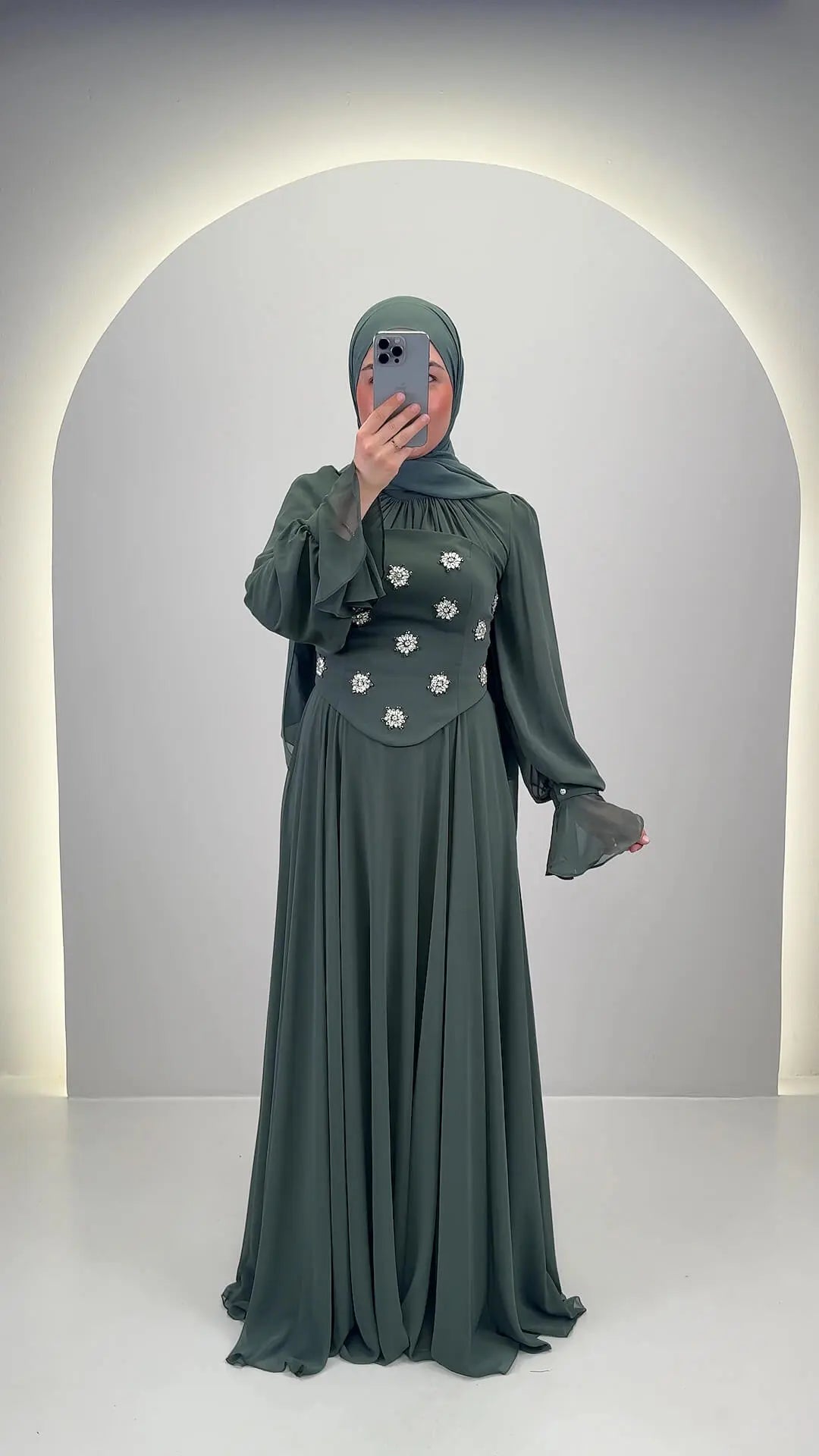 Vestido de noche Tisla verde