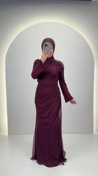 Vestido de noche Tuyana color vino