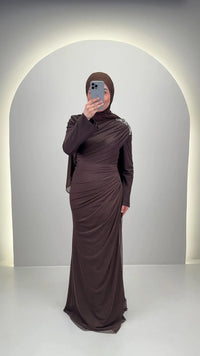 Vestido de noche Tuyana Marrón